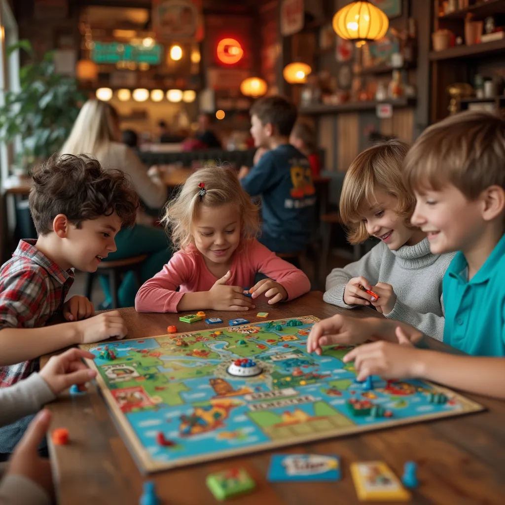 Families enjoying board games